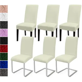 Stuhlhussen 6er Set Stuhlbezüge Moderne Stretch Stuhlhussen Universal Husse Abnehmbare Stuhlbezug Waschbarer Abdeckung Esszimmer Dekoration Spannbezug,für Hotel Hochzeit Partys(6er Set, Elfenbein)-C
