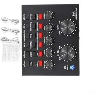 ZYWUOY V8 Externes Soundkarten-Set, kompakte V8 externe Soundkarte für Broadcasting, Gaming und Audioausgabegeräte, V8 Live Soundkarte Audio Mixer für Mobilheim KTV