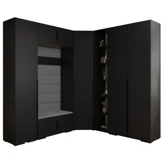 ABIKS MÖBEL Kompaktgarderobe INOVA 1 SATZ 2 Möbelset, Garderobe mit Kleiderstange und Regalen schwarz