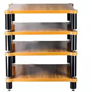 4-stöckiges HiFi-Rack AV-Regal Plattenspieler Ständer Geräte Kabinett HiFi-Massivholz-Audio-Rack HiFi Rack Füße Verstärker Regal Audio Video Komponenten(Wood Color,60 * 78 * 48cm)
