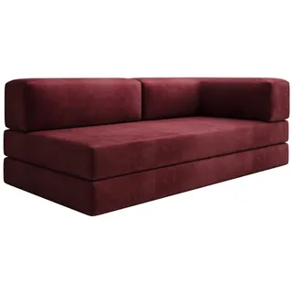 Luxusbetten24 Sofa Designer Sofa / Chaise Longue Lazy in Samt, mit umklappbarem Polster für mehr Liegefläche rot