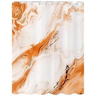 Agger Duschvorhang Modern – Abstrakt Marmor Aquarell Design, Wasserdicht & Waschbar Breite 180 cm (1-tlg), Badvorhang für Dusche & Badewanne orange