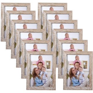 Giftgarden 12er Set 13x18cm Bilderrahmen rustikales Fotorahmen für Wand- und Tischaufsteller