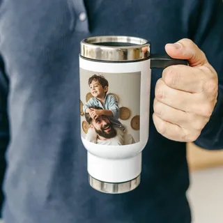 Thermobecher personalisiert mit Foto - Kaffee to go Becher Thermo, Edelstahl Kaffeebecher mit Bild & Text, doppelwandig & auslaufsicher