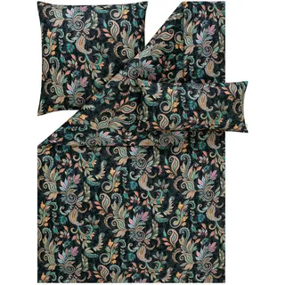 Estella Regina Blätter Baumwolle Schwarz 135 x 200 cm + 80 x 80 cm + 40 x 80 cm
