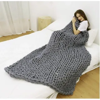 Chenille-Wollgarn Dicke Wolle Für Decke Stricken Häkeln, Strickdecke Decke Garn DIY Handstricken Roving Strickdecke Decke Chenille Garn für Riese Klobig Sticken Werfen Sofa Decke,Dark grey,100*200cm