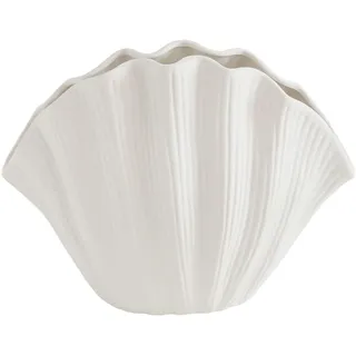 Dekorative Keramikvase, Manoförmiger Ring, Hellblau, Vase Für Trockenblumen, Muschelvase Aus Keramik, Weiße Vase