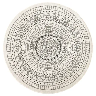 Hanse Home Outdoorteppich Twin, Creme, Schwarz, Kunststoff, Mandala, rund, Oeko-Tex® Standard 100, für Fußbodenheizung geeignet, beidseitig verwendbar, in verschiedenen Größen erhältlich, wasserabweisend, lichtunempfindlich, pflegeleicht, strapazierfähig, Teppiche & Böden, Teppiche, Outdoorteppiche