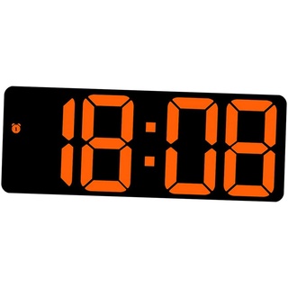 Baoblaze Digitale Wanduhr, einstellbare Helligkeit, Kalender, Schreibtisch, moderner Sprachsteuerungs-LED-Wecker mit Datums- und Temperaturanzeige für Flur, Orange