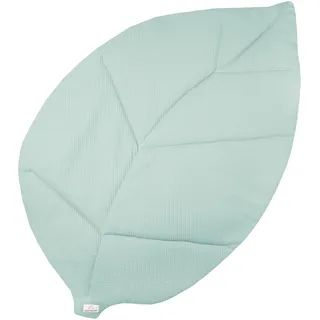 Krabbeldecke JULIUS ZÖLLNER "Blatt Waffelpiqué", grün (lagoon), B:110cm L:170cm, Baumwolle, Wohndecken, Made in Germany