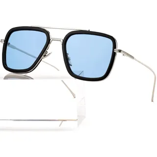 AIEYEZO Tony Stark Sonnenbrille Vintage Quadratisch Metallrahmen Brille für Herren und Damen - Iron Man und Spider-Man Sonnenbrille, A1 Spider Man gleiche Farbe,, AZ017H