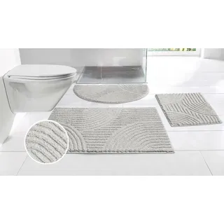 OTTO home Badematte Ognon, Scandi, Boho, modernes Muster, Höhe 15 mm, rutschhemmend beschichtet, schnell trocknend, strapazierfähig, fußbodenheizungsgeeignet, Polyester, rechteckig, Badteppich, Uni Farben, Hoch-Tief-Effekt grau rechteckig | 40 cm x 50 cm x 15 mm