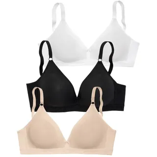 petite fleur by lascana Bralette-BH Damen 1xtoffee+1xschwarz+1xweiß Gr.75AA