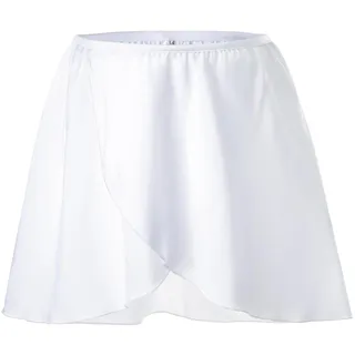 boruizhen Ballett Wickelrock Tanz Rock Chiffon Ballettrock Mädchen Mit Dehnbarem Taillenband für Kinder und Damen Weiß M - 6-11 Jahre