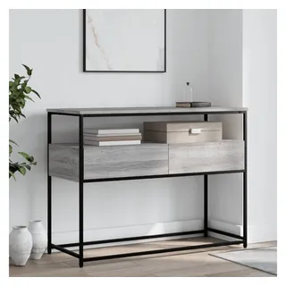 furnicato Konsolentisch 100 x 40 x 75 cm Grau Sonoma aus Holzwerkstoff und (1-St), Stabiler Beistelltisch mit Stauraum und verstellbaren Beinen im Flur grau 40 cm x 75 cm x 100 cm
