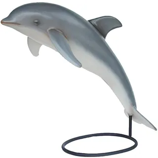 Xlmoebel Dekofigur Lebensgroße Delphin-Statue aus hochwertigem Material für den Garten (Skulptur I56-146cm), Hergestellt in Europa beige|silberfarben