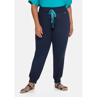 Schlupfhose SHEEGO "Große Größen" Gr. 42, Normalgrößen, blau (marine) Damen Hosen Strandhosen im Joggpants-Stil, mit gesmoktem Bund