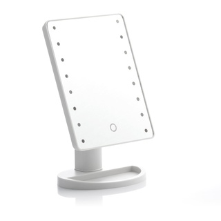 InnovaGoods - LED Tischspiegel Perflex, 16 LED Beleuchtung mit Einstellbarer Intensität, Touch-Taste, 180o neigbar, Weiß, Mediano, Glas