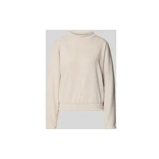Sweatshirt mit geripptem Stehkragen Modell 'Gulitta', Ecru, 36