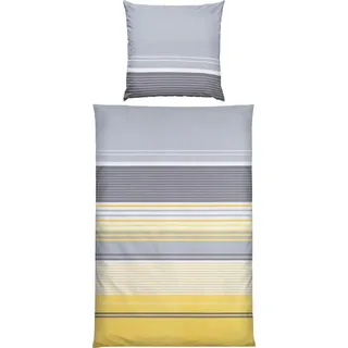Erwin Müller Mako-Satin Gestreift Gelb/Grau 135 x 200 cm + 80 x 80 cm