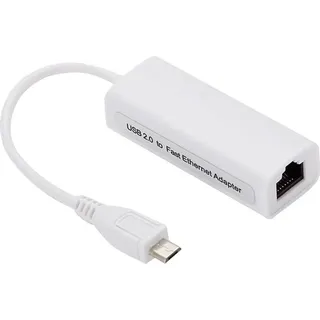 BerryBase Micro USB 2.0 Fast Ethernet Netzwerkkonverter, weiß