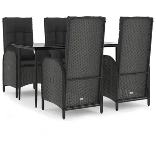 vidaXL Polyrattan Garten-Essgruppe 5-tlg. schwarz inkl. Kissen 3185169