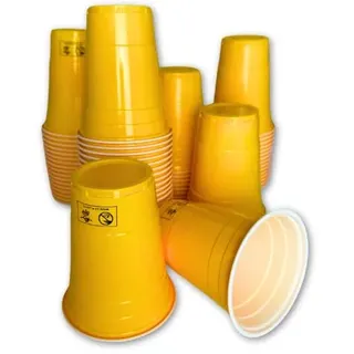 50 Mehrweg Bierpong Becher 0,5 l in Sunshine Yellow | Gelbe Plastikbecher für alle Getränke | stabil & wiederverwendbar Trinkbecher