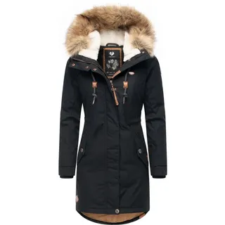 Ragwear Winterjacke Tawny stylischer Winterparka mit großer Kapuze und Kunstfellkragen schwarz 5XL (50)