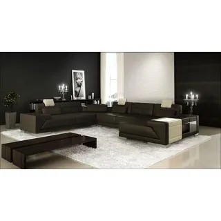 JVmoebel Wohnlandschaft Braunes U-Form Sofa aus italienischem Leder mit Boxspring-Polsterung, Made in Europa braun