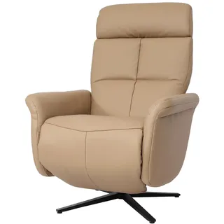 Mendler Relaxsessel HWC-L10 Voll-Leder 76 x 110 x 76 cm Taupe drehbar