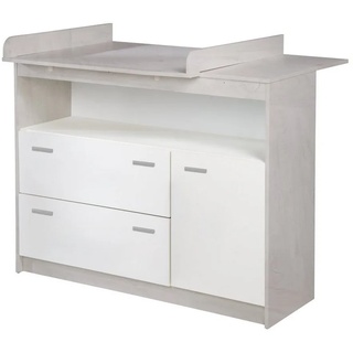 roba® Wickelkommode "Julia", mit abnehmbarem Wickelansatz, breit, 2 Schubladen, Wickelhöhe 90,5 cm weiß