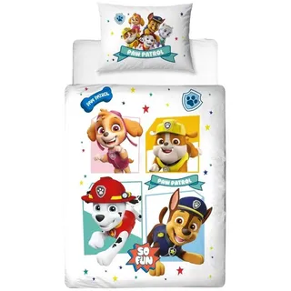 MTOnlinehandel Kinderbettwäsche Paw Patrol 100x135 + 40x60 cm, 100 % Baumwolle, Flanell / Biber, 2 teilig, Paw Patrol Bettwäsche für Kinder & Baby bunt