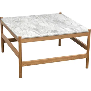 Mid.you Couchtisch, Natur, Weiß, Holz, Stein, Eiche, massiv, quadratisch, 42x80x80 cm, Wohnzimmer, Wohnzimmertische, Couchtische