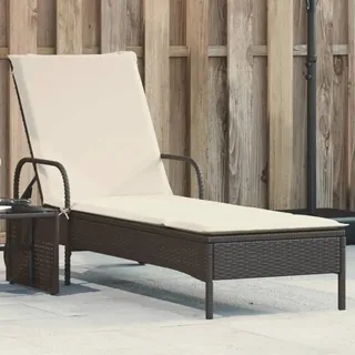 Sonnenliege Mit Rollen Und Auflage Schwarz Poly Rattan