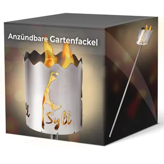 Novaliv Gartenfackel für draußen Motiv Sylt - Rost Lampe Gartenbeleuchtung- Holzspäne mit Wachs - Schwedenfackel Pelletfackel Feuersäule Flammschalen Wachsfackel Gartenleuchte