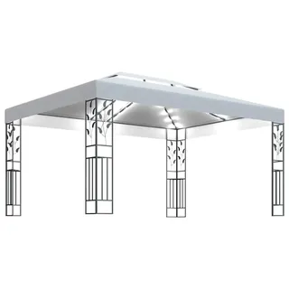 vidaXL Pavillon 3 x 4 m weiß inkl. Doppeldach & LED-Lichterkette 