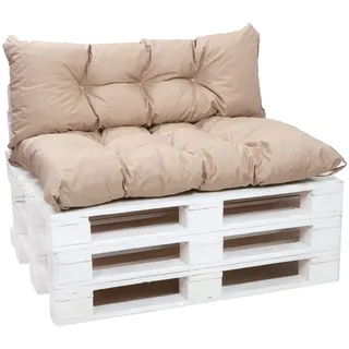Setgarden® Palettenkissen-Set, Kissen für Gartenmöbel aus Paletten, Outdoor Rücken und Sitzkissen, Gartensitzkissen viele Farben und Größen (Beige, Set 120x60 sitzkissen + 120x40 rückenkissen)