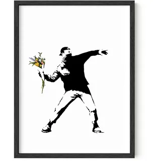 HAUS AND HUES Banksy Flower Thrower Wandkunst Graffiti Art Drucke Kunst Wanddekoration Wandposter Modern Pop Poster ungerahmt 30,5 x 40,6 cm (Banksy Thrower)
