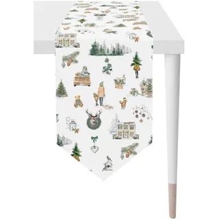 APELT Tischband "5821", grün (grün, weiß), B:32cm L:175cm, Baumwolle, Polyester, Tischdecken