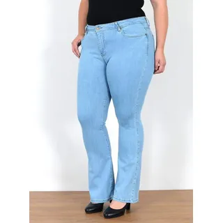 ESRA Bootcut-Jeans Bootcut Jeans Damen High Waist Schlaghose Damen Jeans Flared Hose High Waist Jeans Damen Bootcut Schlaghose Jeans weites Bein Plus Size blau 36