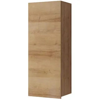 RAVIO Hängeschrank Fango Wandschrank mit Tür Stilvoll Wandregal für Wohnzimmer Hängeregal mit Grifflose Öffnen 1-Türig Wohnzimmerschrank (Eiche Gold)