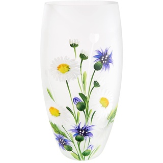 GILDE Ovalvase Wildblumen Glas blau, grün, weiß 39303