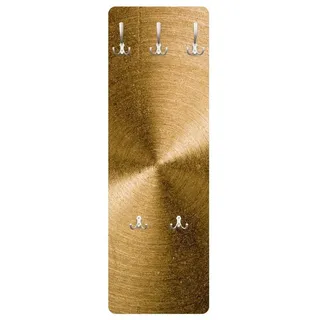 Bilderdepot24 Garderobenpaneel gold Muster Goldener Kreis gebürstet Design (ausgefallenes Flur Wandpaneel mit Garderobenhaken Kleiderhaken hängend), moderne Wandgarderobe - Flurgarderobe im schmalen Hakenpaneel Design goldfarben