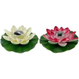 Yeehliny Lotusblüten-Licht, künstliche schwimmende Lotusblumen, Solar-Licht, Solar Lotusblüte, Pool-Licht, Schwimmender Künstlicher Lotus Laterne, Solarleuchte, Teich Dekoration (Weiß+Rot)