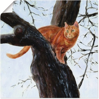 Artland Wandbild Katze im Baum, Haustiere (1 St), als Leinwandbild, Poster in verschied. Größen braun 50 cm x 50 cm