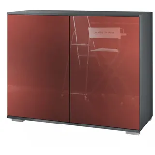 Vladon Skadu V3 92,5 x 75,5 x 35 cm Anthrazit matt / Bordeaux Hochglanz / Rot