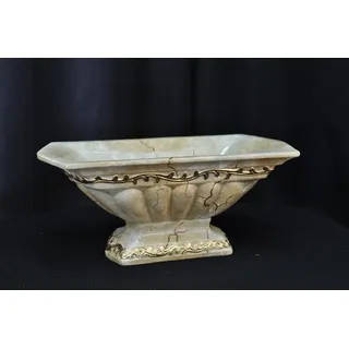 JVmoebel Dekovase Design Obstschale aus Antik-Optik in eleganter Ellipsenform, Made in Europa beige