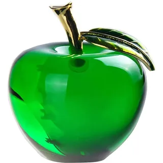 BSTCAR Kristall-Apfel mit Blatt 6cm Dekorative Kunst Apfel Sammelfiguren Glas Obst Briefbeschwerer Zuhause Hochzeit Dekoration (Grün)