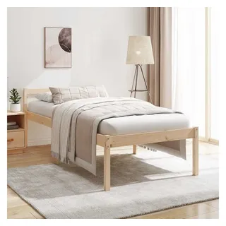 furnicato Bett Seniorenbett Massivholz 205,5x95,5x70,5 cm, naturfarben, 90x200 cm (1-tlg), Pflegebett mit hohem Stauraum und komfortablem Kopfteil für Senioren braun 95.5 cm x 205.5 cm x 70.5 cm