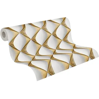 A.S. Création My Home My Spa 3D Tapete Gold Weiß Livingwalls 386911 Vliestapete Wohnzimmer Schlafzimmer 10,05x0,53m Made in Germany